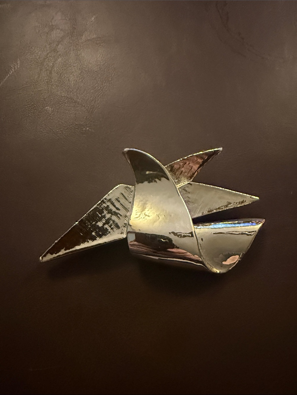 Silver Abstract Folded Ribbon Brooch - Women Jewelry Brooches